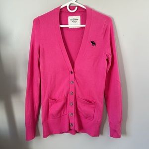 Abercrombie & Fitch Pink button up cardigan sweater